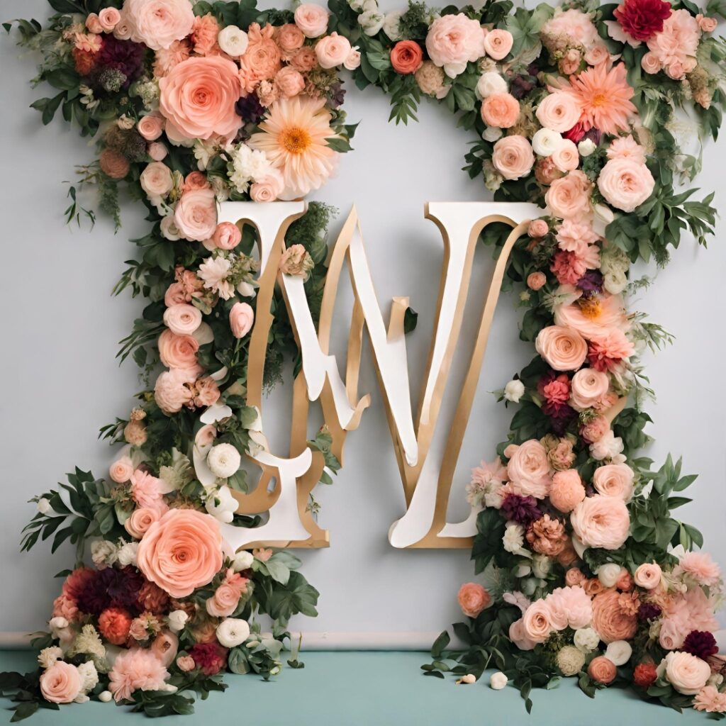 Floral Wall Monogram Photo Booth Backdrop