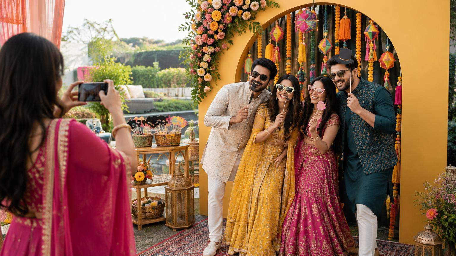 AI editorial illustration: Indian Wedding Photo Booths in 2026: Fresh Ideas Beyond Overdone Hashtag Walls (featured)