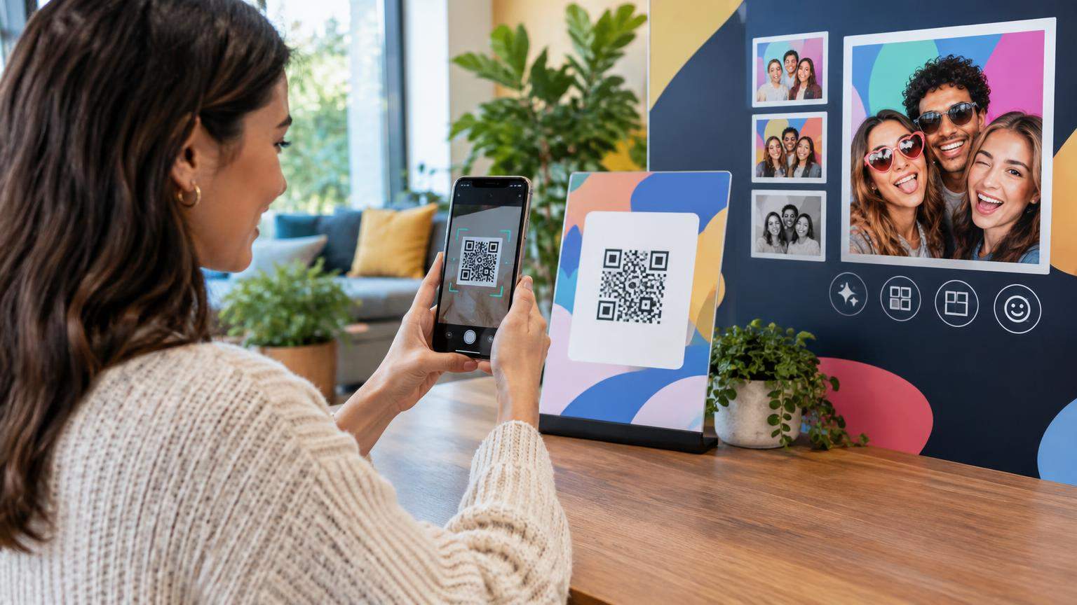 AI editorial illustration: Virtual Photo Booths and QR-Only Experiences: Going Beyond the Physical Kiosk (featured)