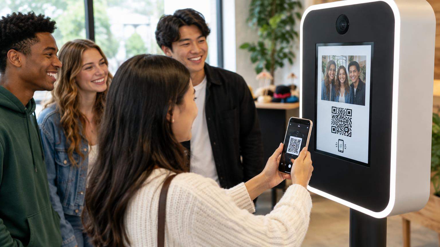 AI editorial illustration: QR Code Photo Booth Sharing in 2026: How It Works and Setup Guide (featured)