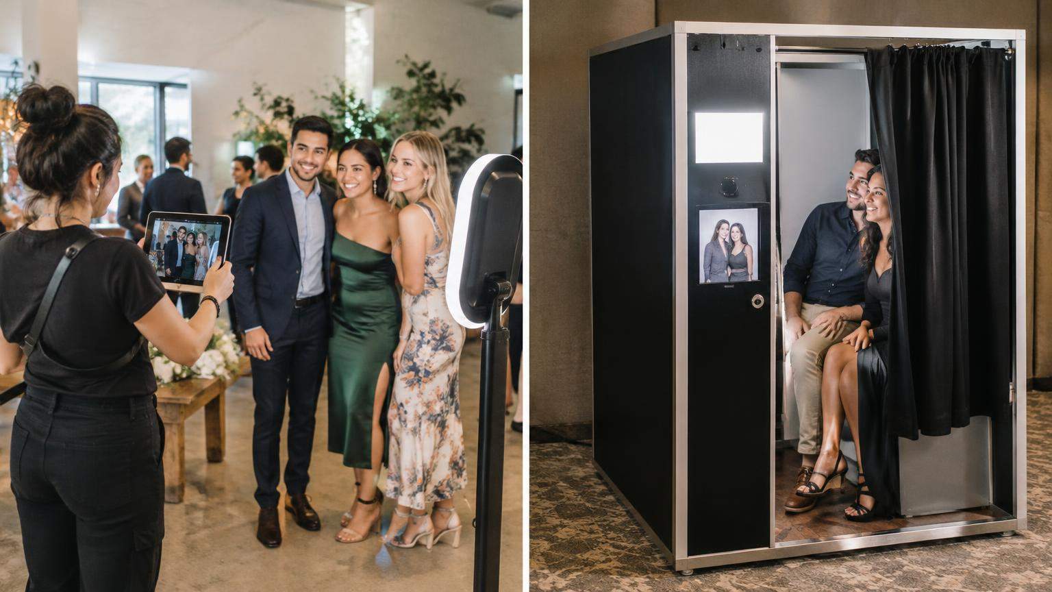 AI editorial illustration: Roaming Photo Booth vs Traditional Photo Booth: How to Choose for Your Event (inline1)