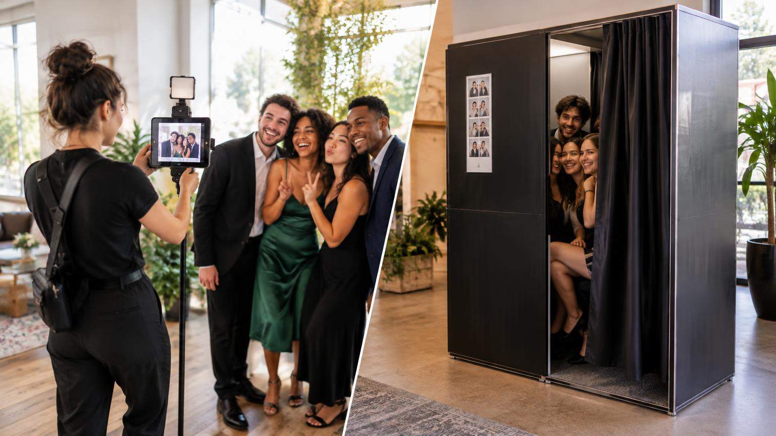 AI editorial illustration: Roaming Photo Booth vs Traditional Photo Booth: How to Choose for Your Event (inline2)
